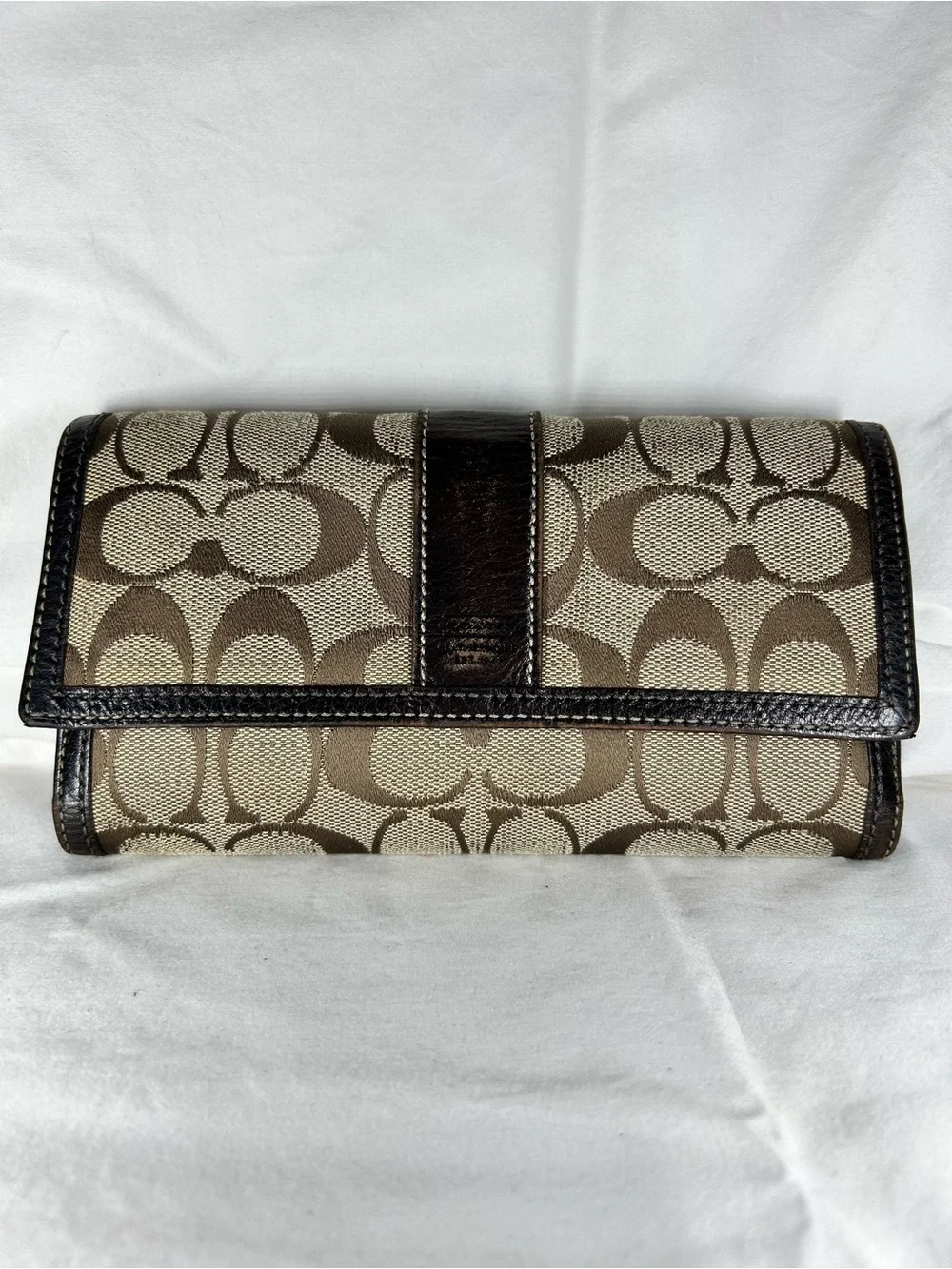 Coach Signature Canvas Continental Wallet With Removable Checkbook Cover